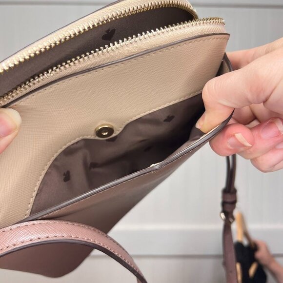 Tory Burch Crossbody Purse Small Neutral Half Moon Zipper Pocket Formal - Picture 4 of 11